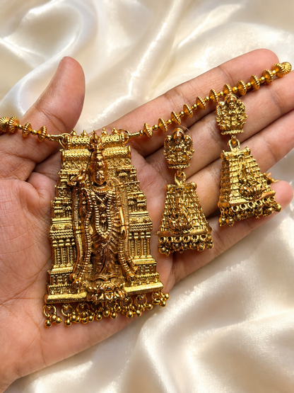 Meenakshi Temple Pendant Necklace Set